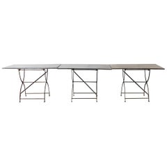 Set of Three French Zinc Folding Garden Tables