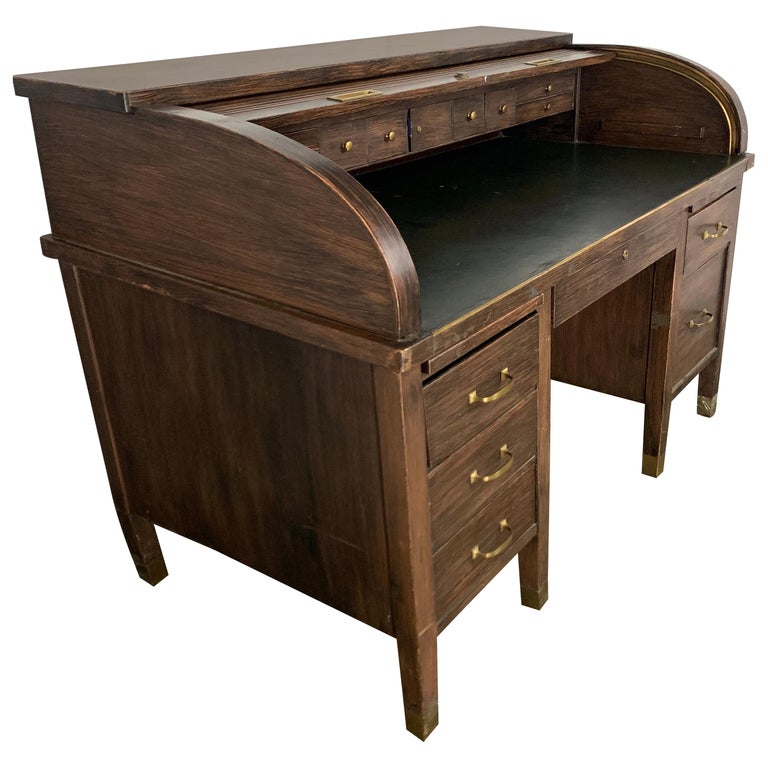 Early 20th Century Faux Bois Metal Roll Top Desk At 1stdibs