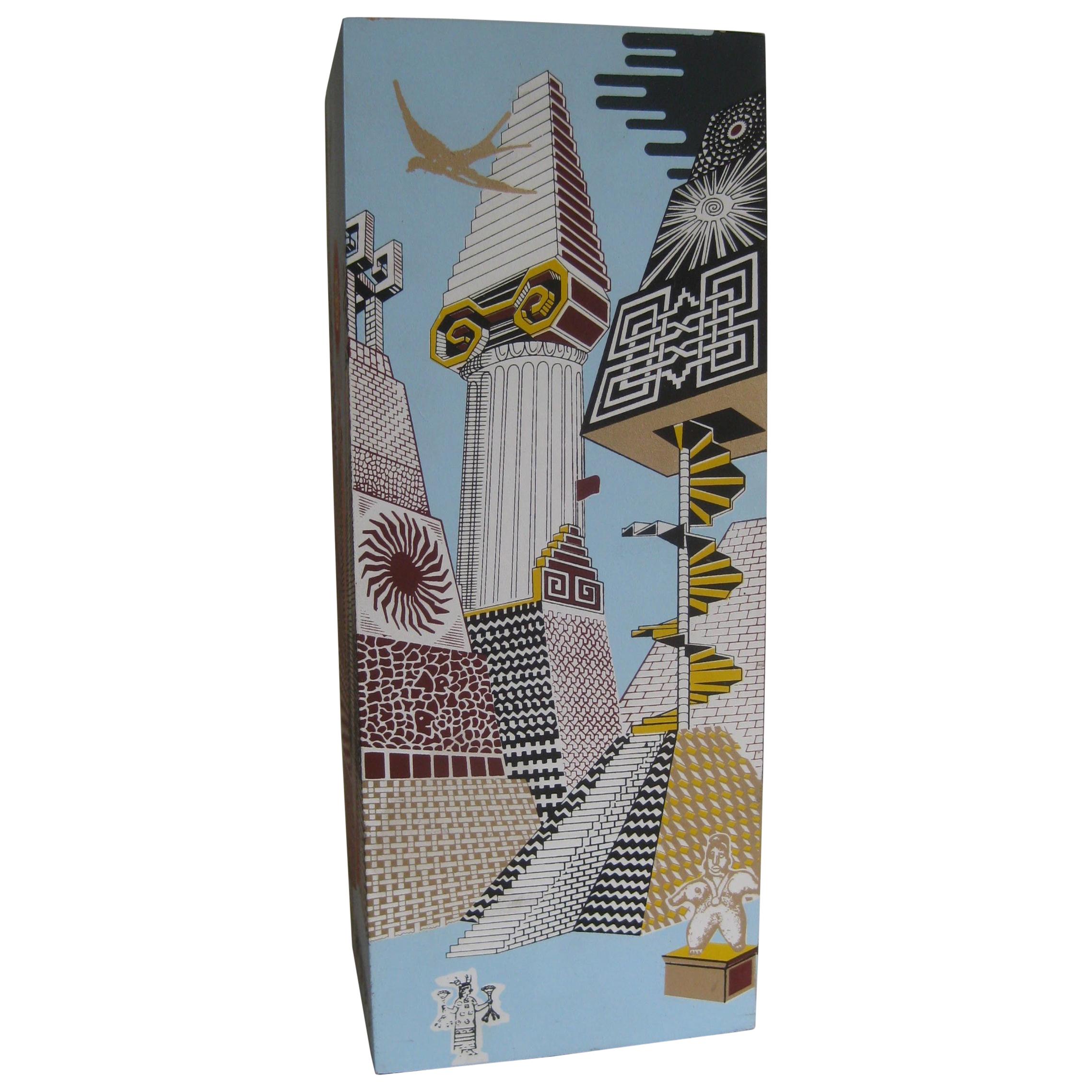 2007 Pedro Friedberg Art Mexican Modernist Silk Screened Wood Tequila Box  For Sale at 1stDibs