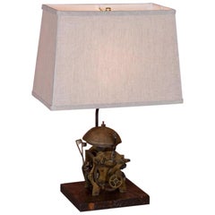 Table Lamp Made from Antique Swedish Grandfather Clockworks