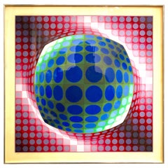 Victor Vasarely Litho Op-Art signé et numéroté 128/250 Série Vega