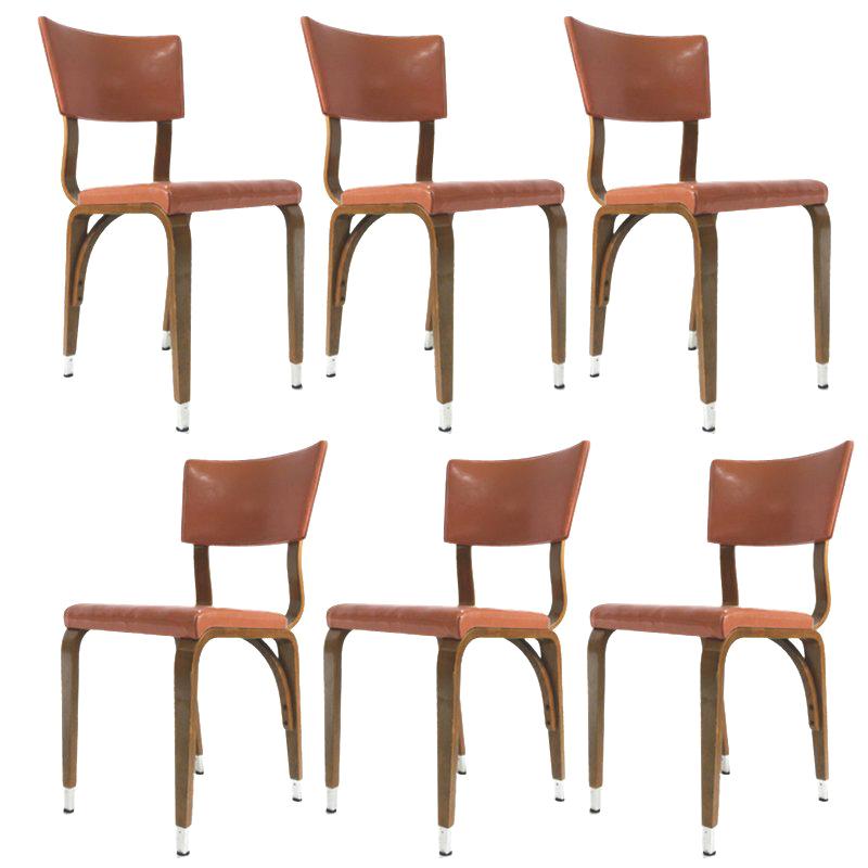 Set of 6 1950s Thonet Padded Bentwood Bent Plywood Dining, Cafe, or Desk Chairs 