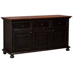 Antique Black Painted Sideboard Buffet