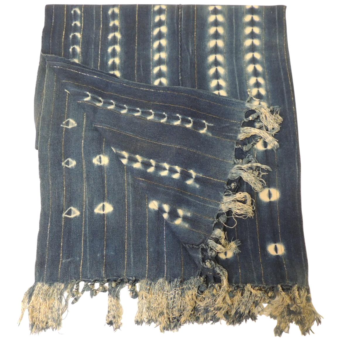 Vintage African Blue and White Yoruba Reversible Artisanal Cloth 