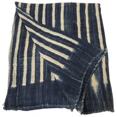 Vintage Blue and White Yoruba and Baule Warp Artisanal Cloth