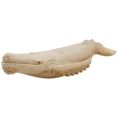 North American Moose Antler Carving of a Humpback Whale