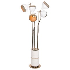 Hanna Floor Lamp in White and Copper with Marble Base
