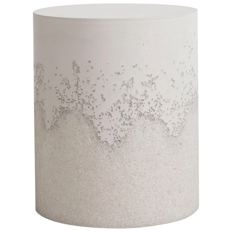 Drum, White Cement and Crystal Quartz by Fernando Mastrangelo, New York For Sale