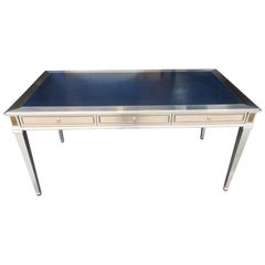 Steel, Bronze and Leather Neoclassic Desk, Attributed to John Vesey