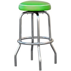 Retro 1950s Chrome Diner Stool with Lime Green Seat