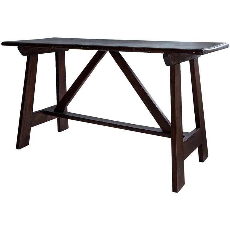 Exceptional 18th Century Minimalistic Table In Solid Walnut For Exceptional 18th Century Minimalistic Table In Solid Walnut For
