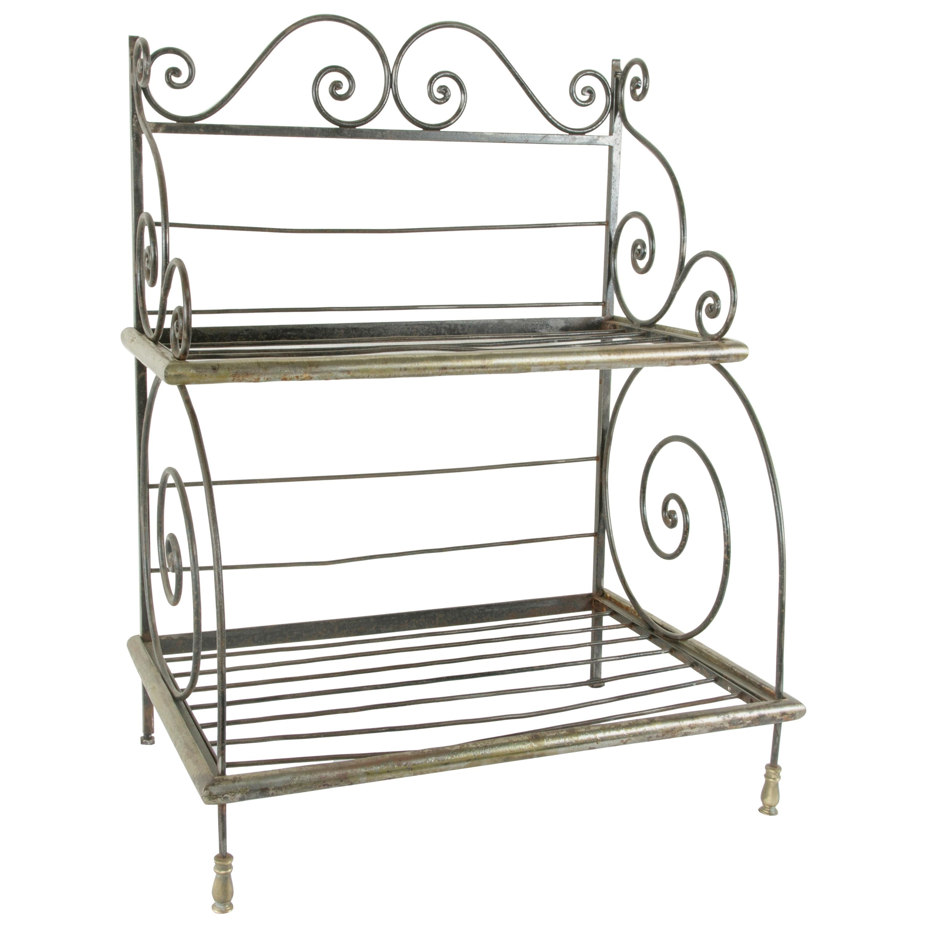 Mid-20th Century French Artisan Made Counter Top Iron and Brass Baker's Rack