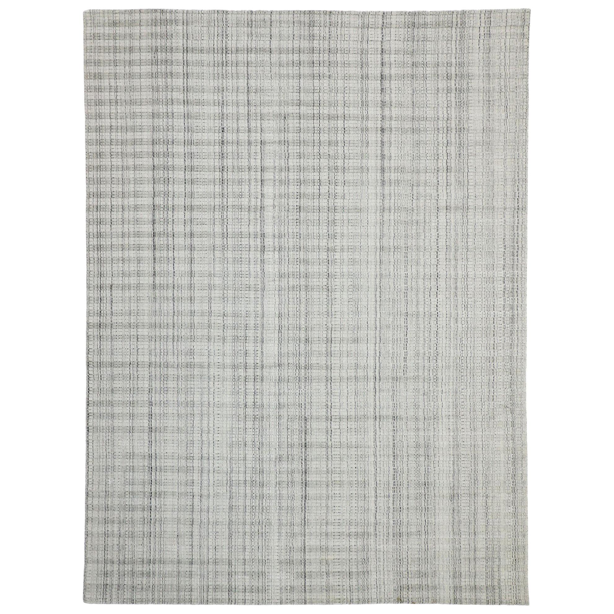New Transitional Gray Area Rug with Swedish Gustavian Style, Texture Area Rug For Sale