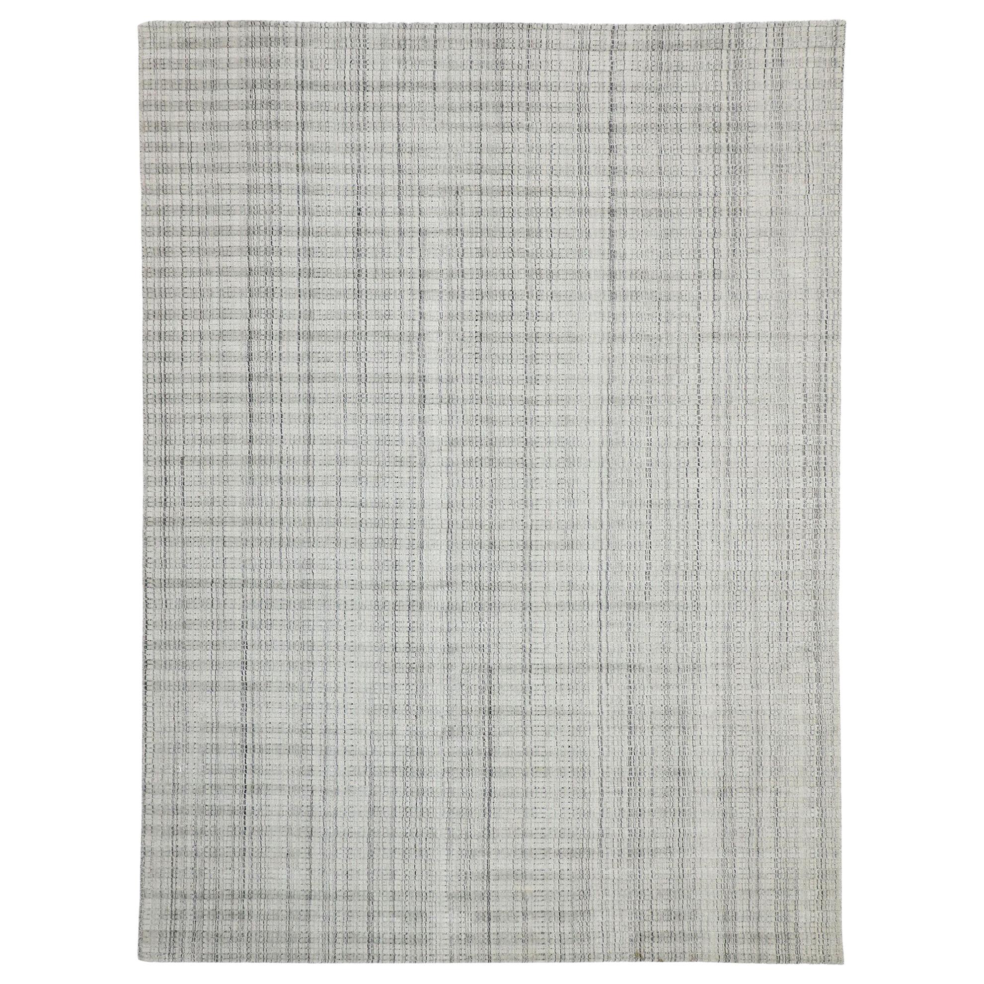 New Transitional Gray Area Rug with Swedish Gustavian Style, Texture Area Rug For Sale