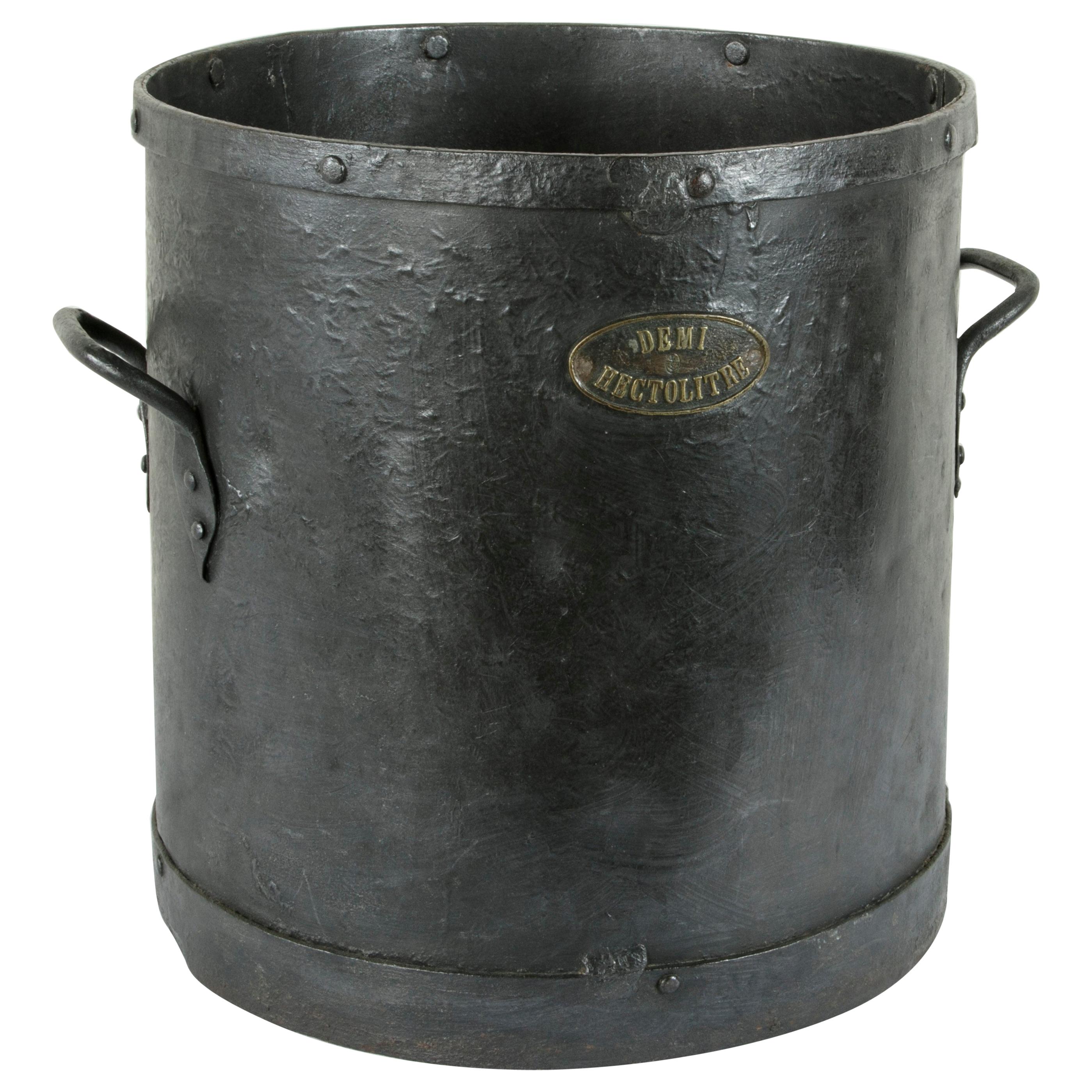 French Iron Grain Measure, Planter, or Cachepot with Handles, circa 1900