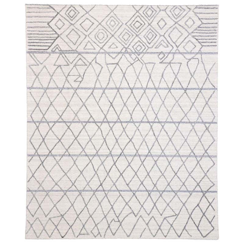 Yellow Gold and White Ribbed Moroccan Design Large Rug for Modern ...