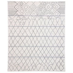Nouveau tapis gris moderne texturé avec motif de treillis marocain surélevé