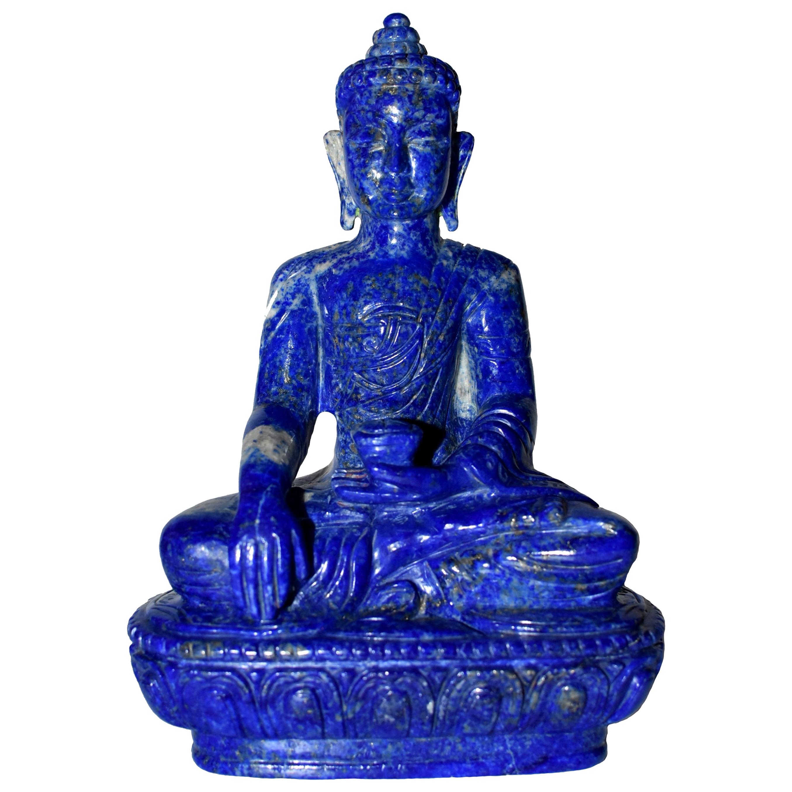 Lapis Lazuli Buddha Statue, 3.4 lb, Finest Grade