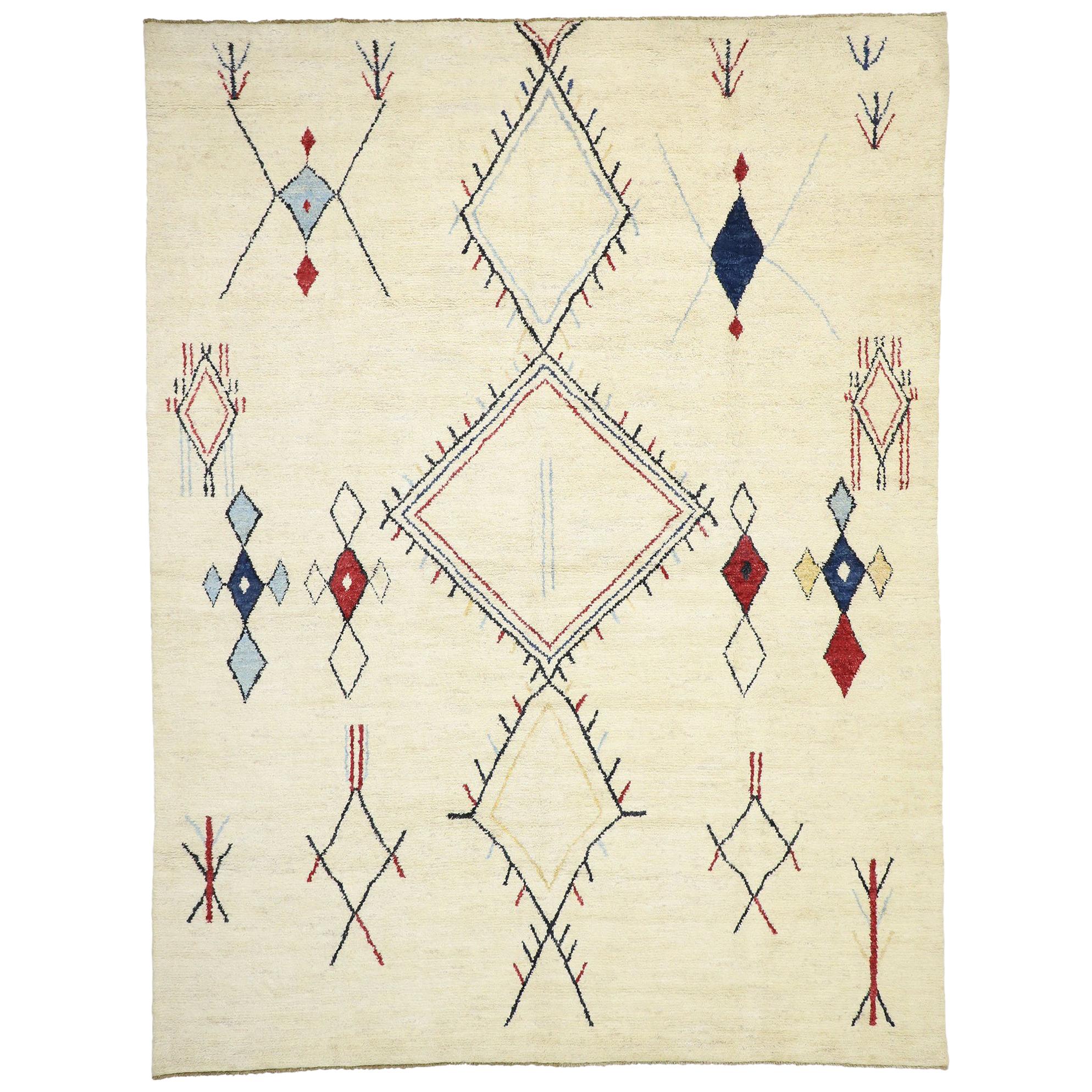 Contemporary Moroccan Style Area Rug with Modern Tribal Lodge Style