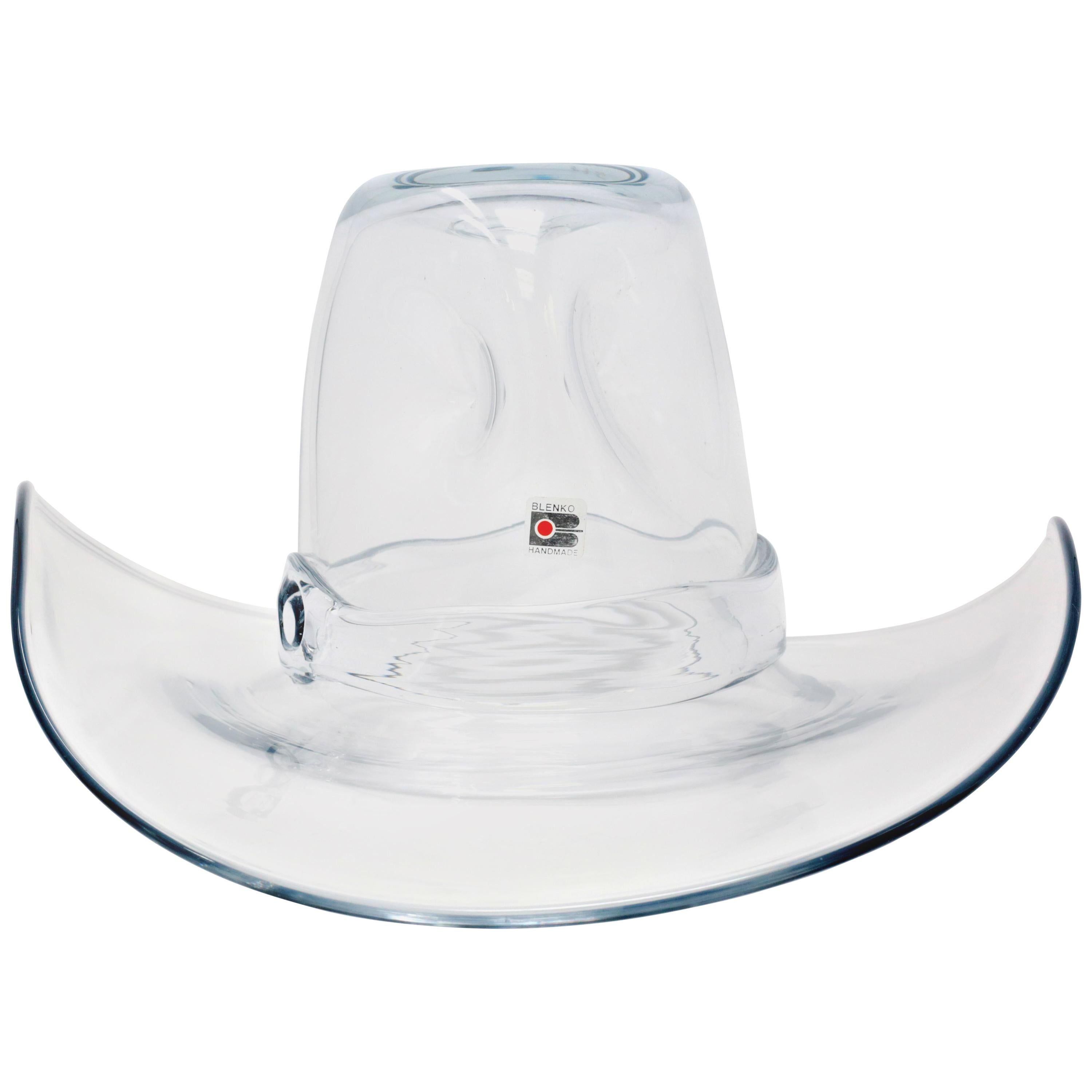 Blenko Glass Cowboy Hat Sculpture Bowl