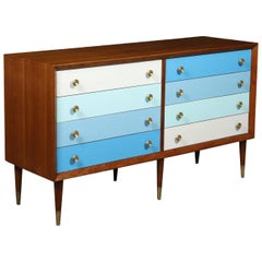 Chest of Drawers Mahogany Veneer Formica Brass Retro, Italy, 1950s