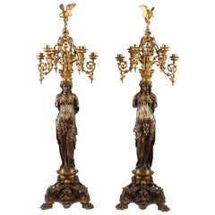 Antique Pair of Neo-Greek Candelabras by L.C. Sévin & F. Barbedienne, France, Circa 1878