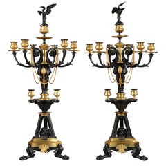 Pair of Neo-Greek Bronze Candelabras Attributed to G.Servant, France, Circa 1870