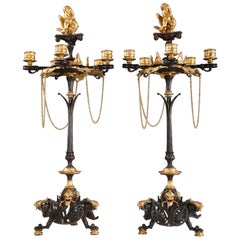 Antique Pair of Neo-Greek Candelabras Attributed to V. Paillard