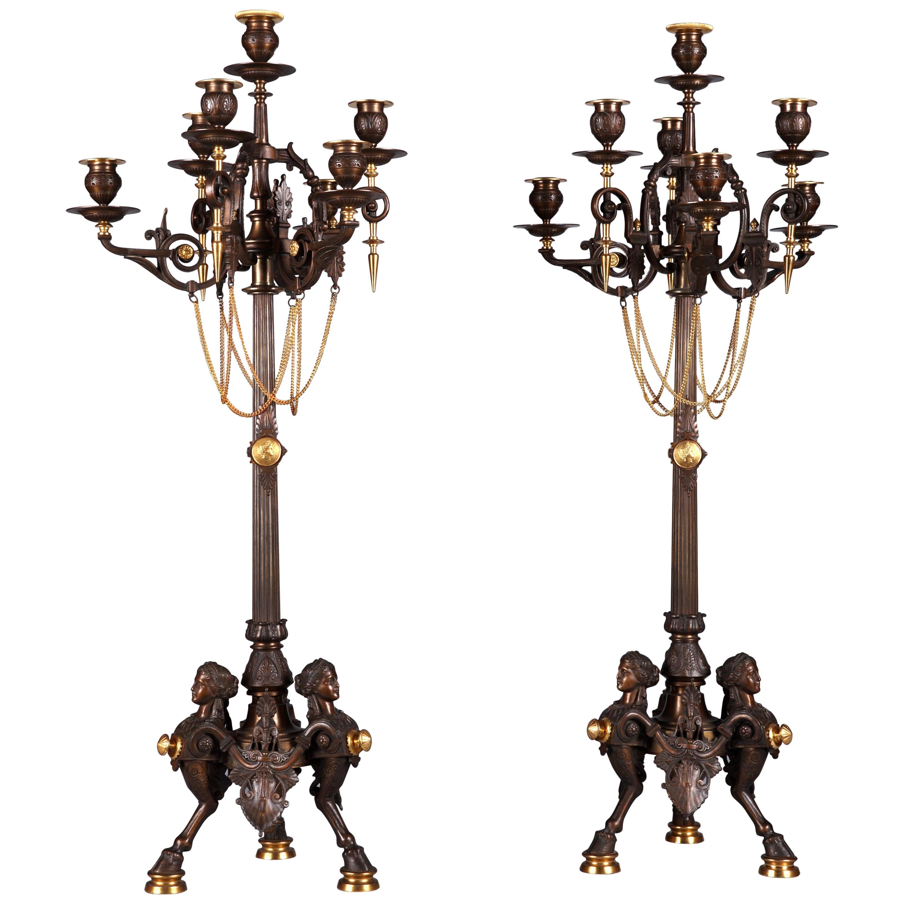 Rare Pair of Neo-Greek Candelabra Attributed to F. Barbedienne
