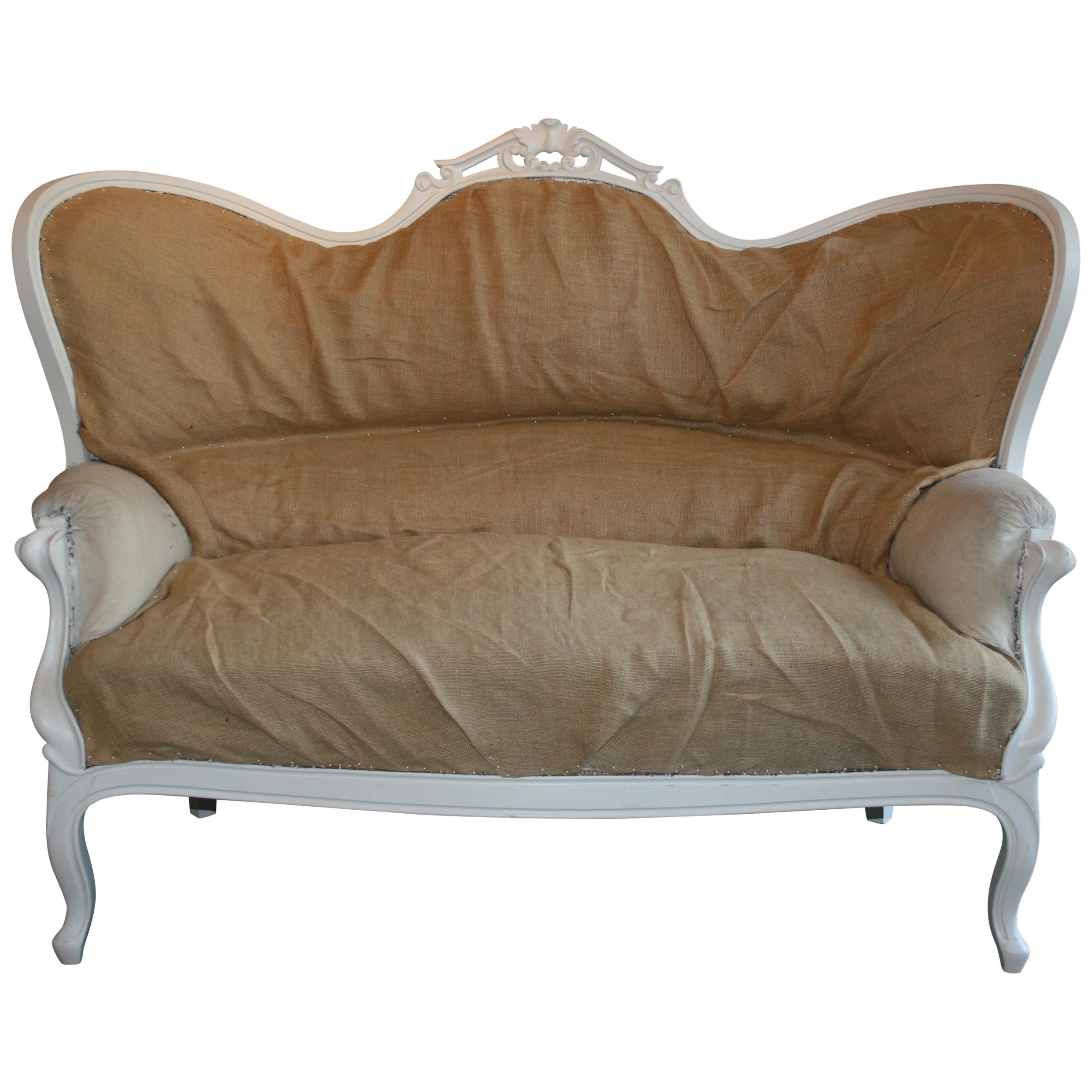 Louis Philippe Sofa in White, France, 19th Century, Prepared for Reupholstering