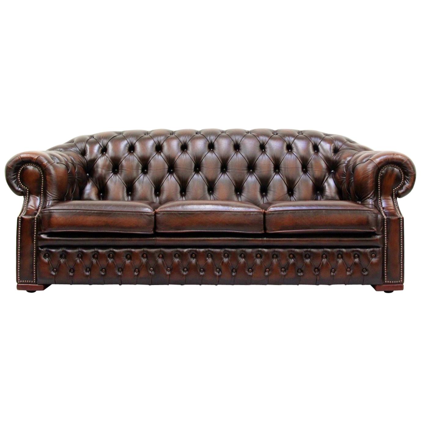 Chesterfield Centurion Sofa Leather Antique Vintage Couch, English For Sale