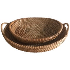 Antique Belgian Winowing Farm Baskets