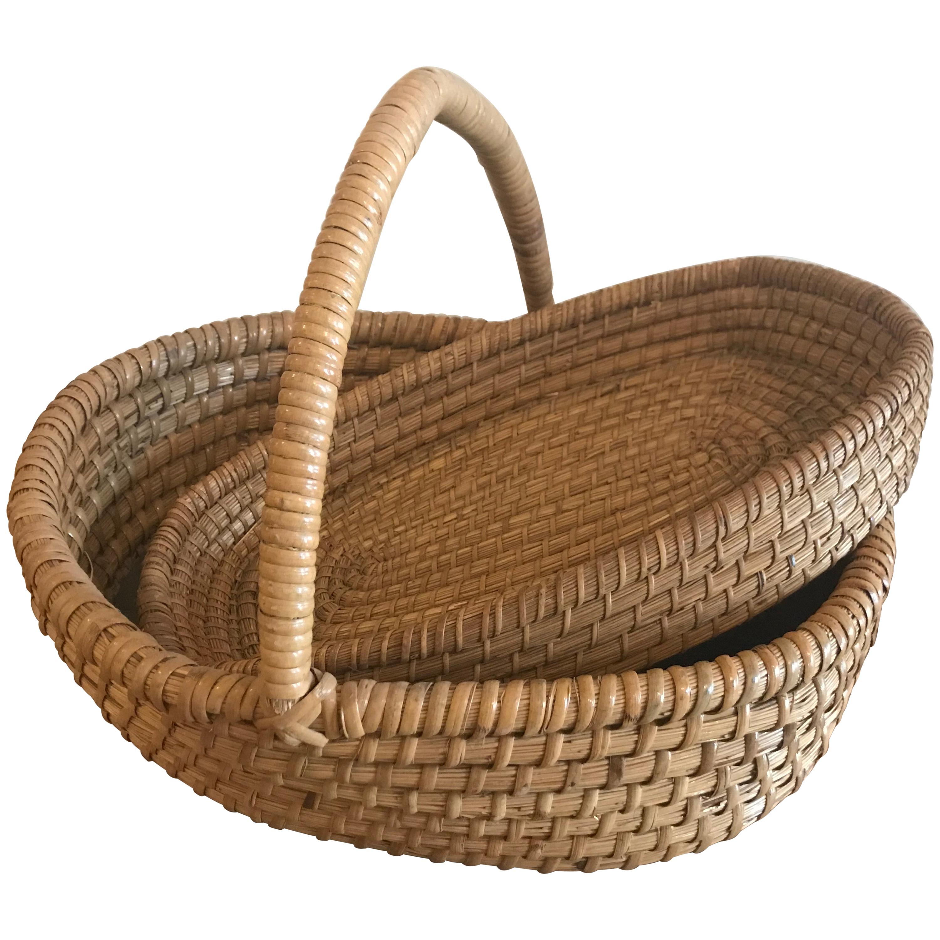 Two Vintage Belgian Farm Baskets, circa 1920 For Sale