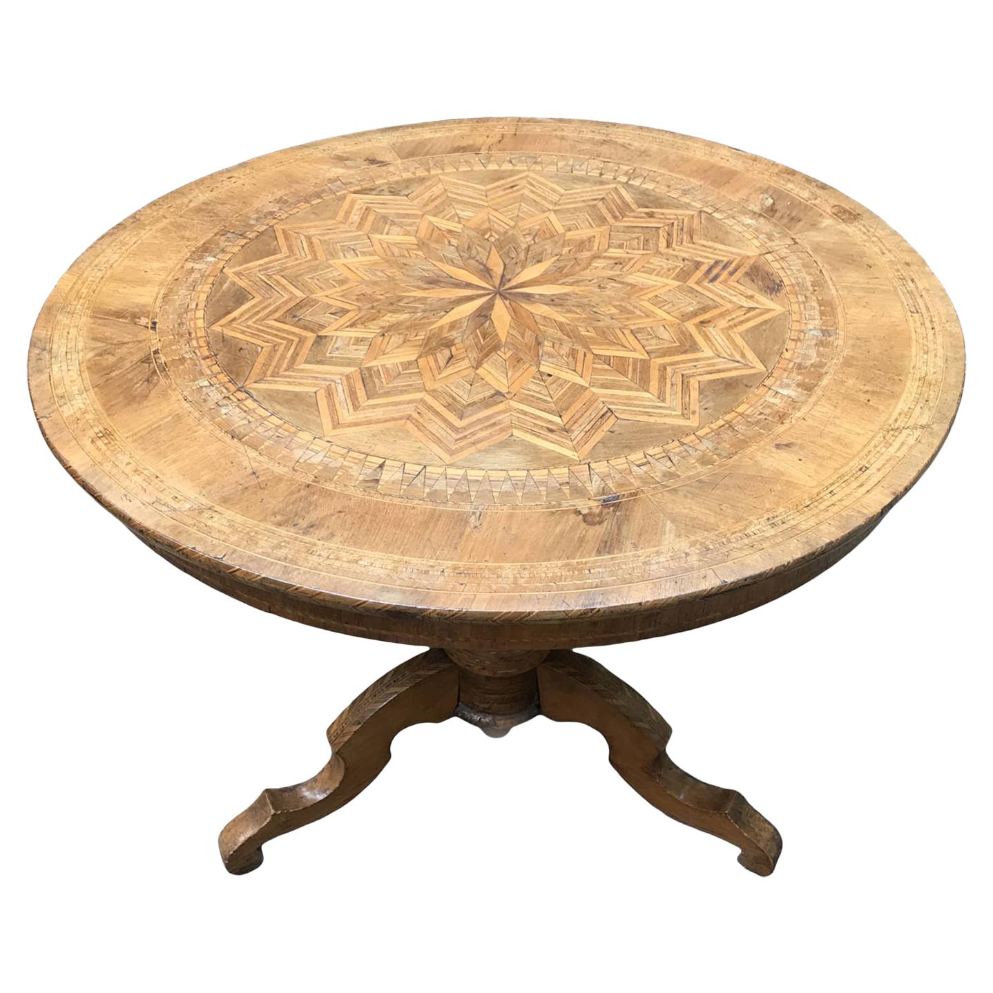 Mid-19th Century Italian Marquetry Circular Centre Table from Rolo