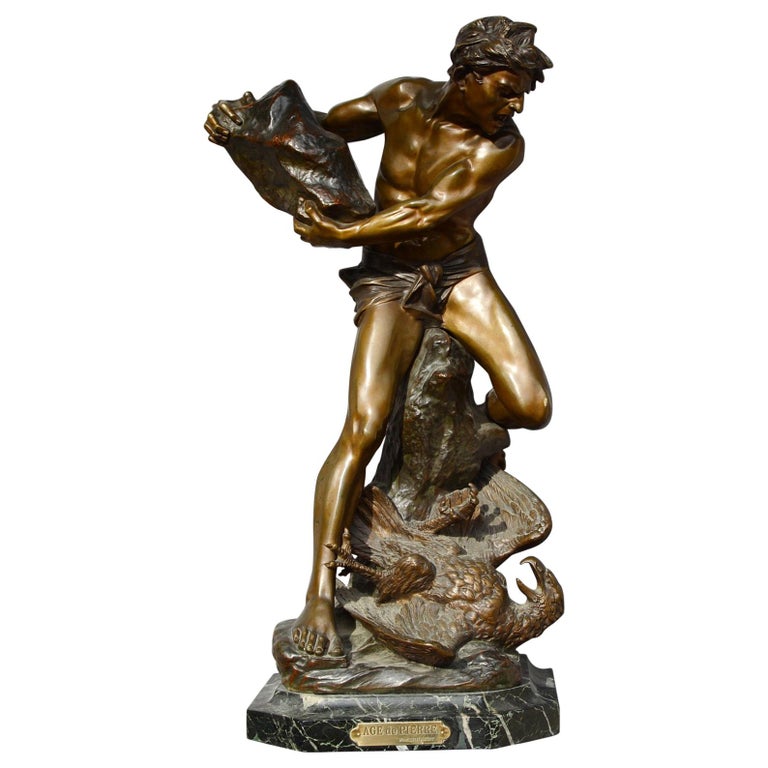 Bronze Sculpture by Edouard Drouot "Age de Pierre", 1890s at 1stdibs