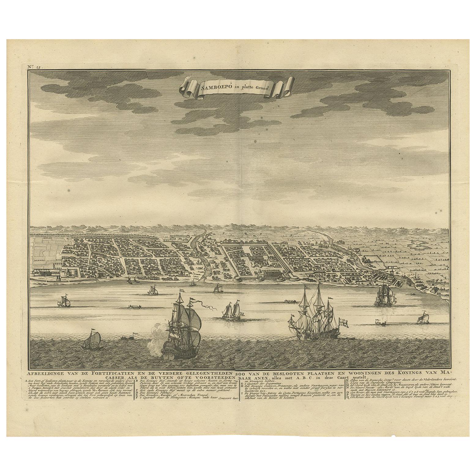 Antique Map of Samboepo by Valentijn, 1726 For Sale