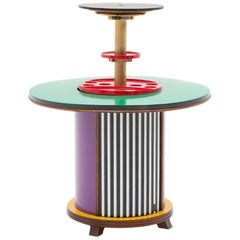 Doro Cundo meuble de bar italien moderne circulaire en bois de mélamine multicolore, années 1980