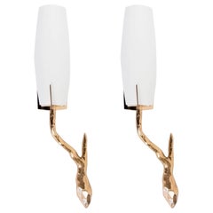 1960s Pair of Gilded Bronze Arlus Sconces