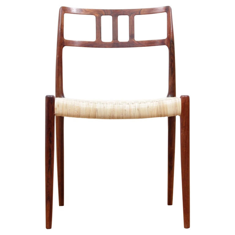 Mid-Century Modern Scandinavian Set of 6 Chairs by Niel Møller in Rosewood For Sale
