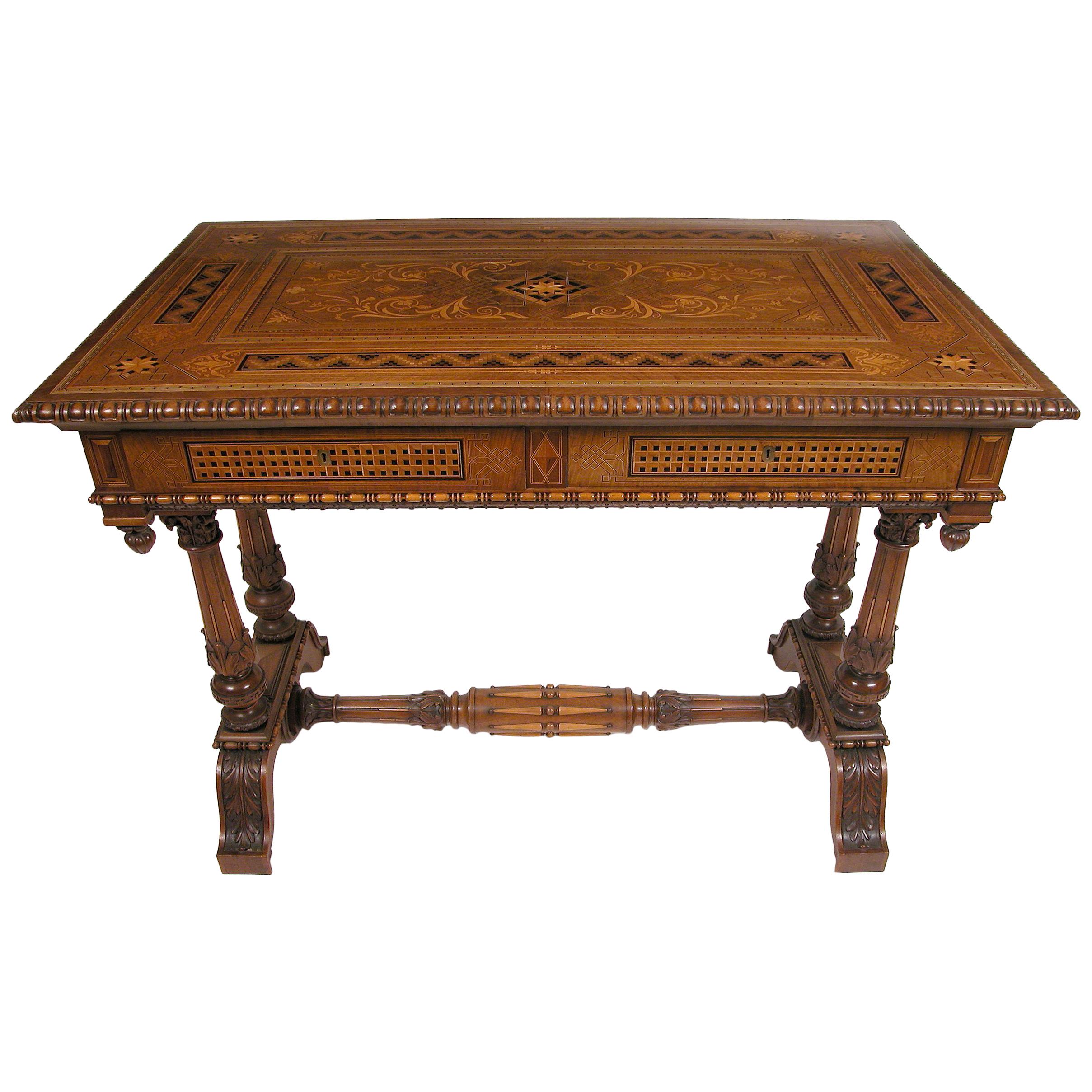 Renaissance Style Center Table by Cortina D'Ampezzo, Italy, Circa 1890 For Sale