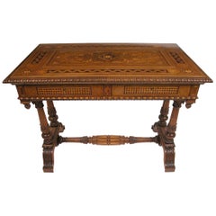 Table centrale de style Renaissance de Cortina D'Ampezzo, Italie, vers 1890