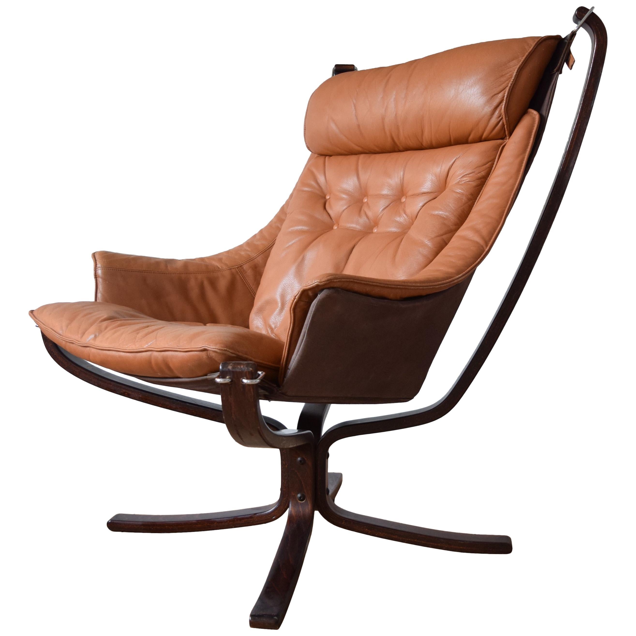 Sigurd Ressel Cognac Winged Falcon Chair from Vatne Møbler