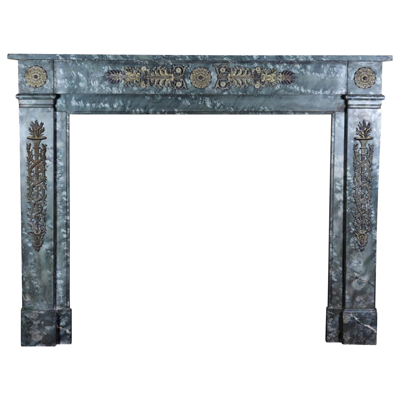 18th Century Fine Marble Fireplace Surround With Bespoke Brass Bijouterie For Sale