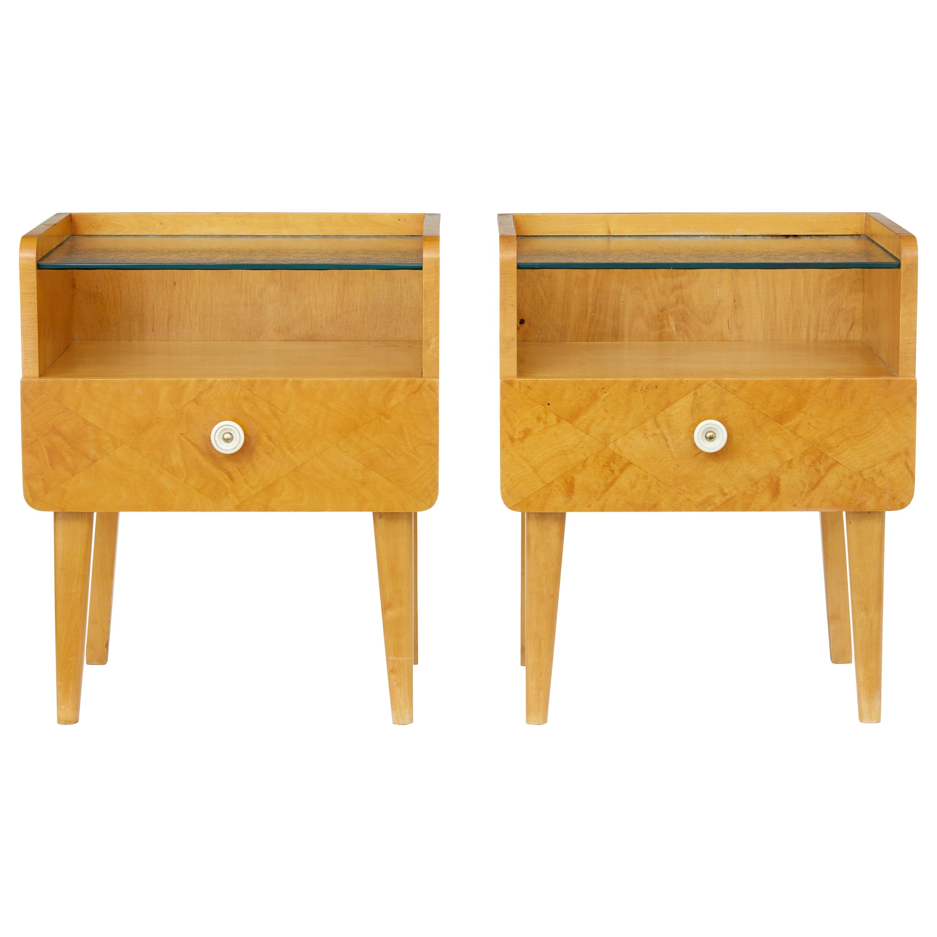 Pair of 1960s Birch Bedside Tables