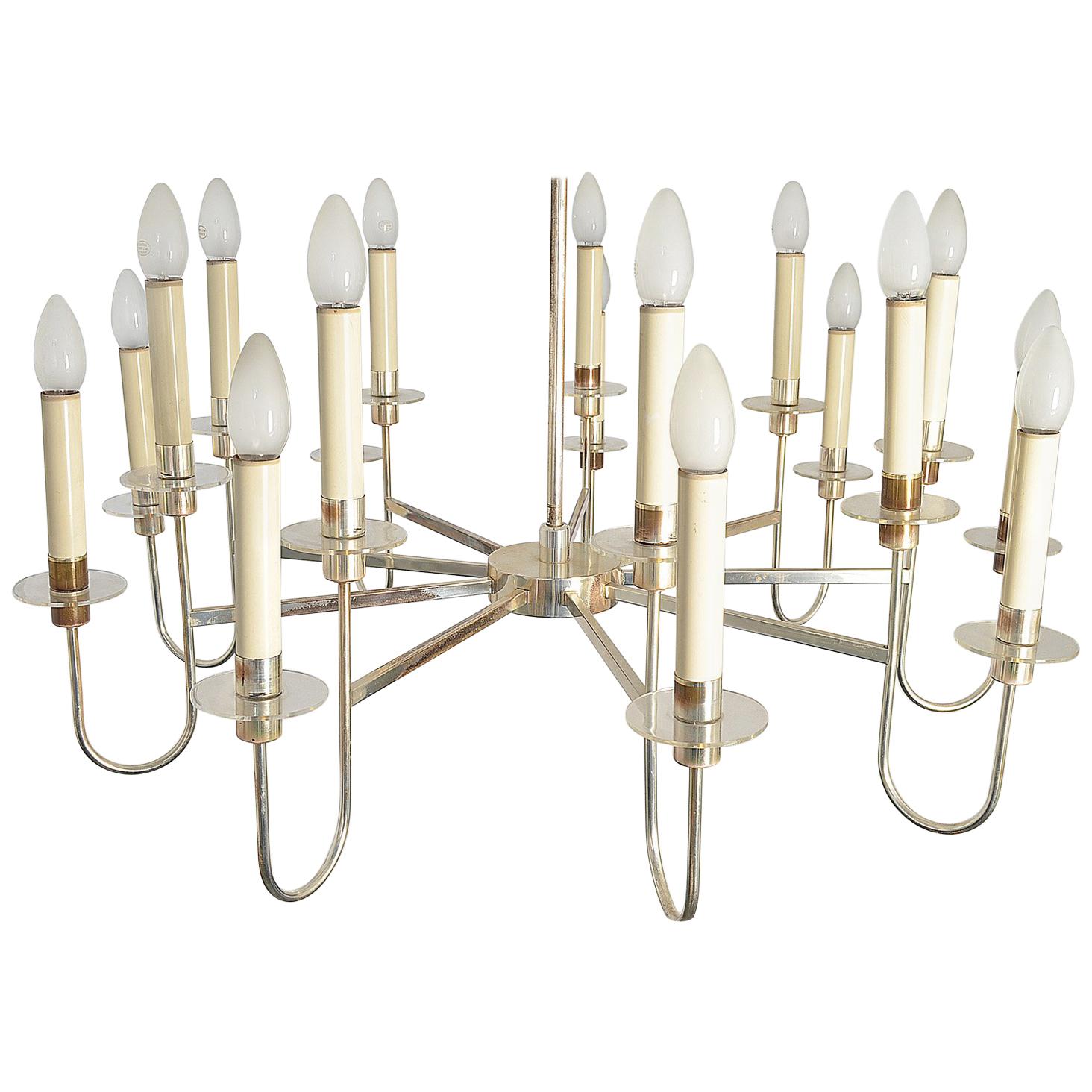 German Silver Plated Chandelier from Vereinigte Werkstätten Munich, 1950s im Angebot