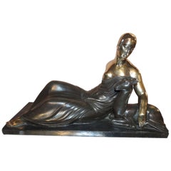 French Art Deco Golden Bronze Sculpture by Gaston Beguin