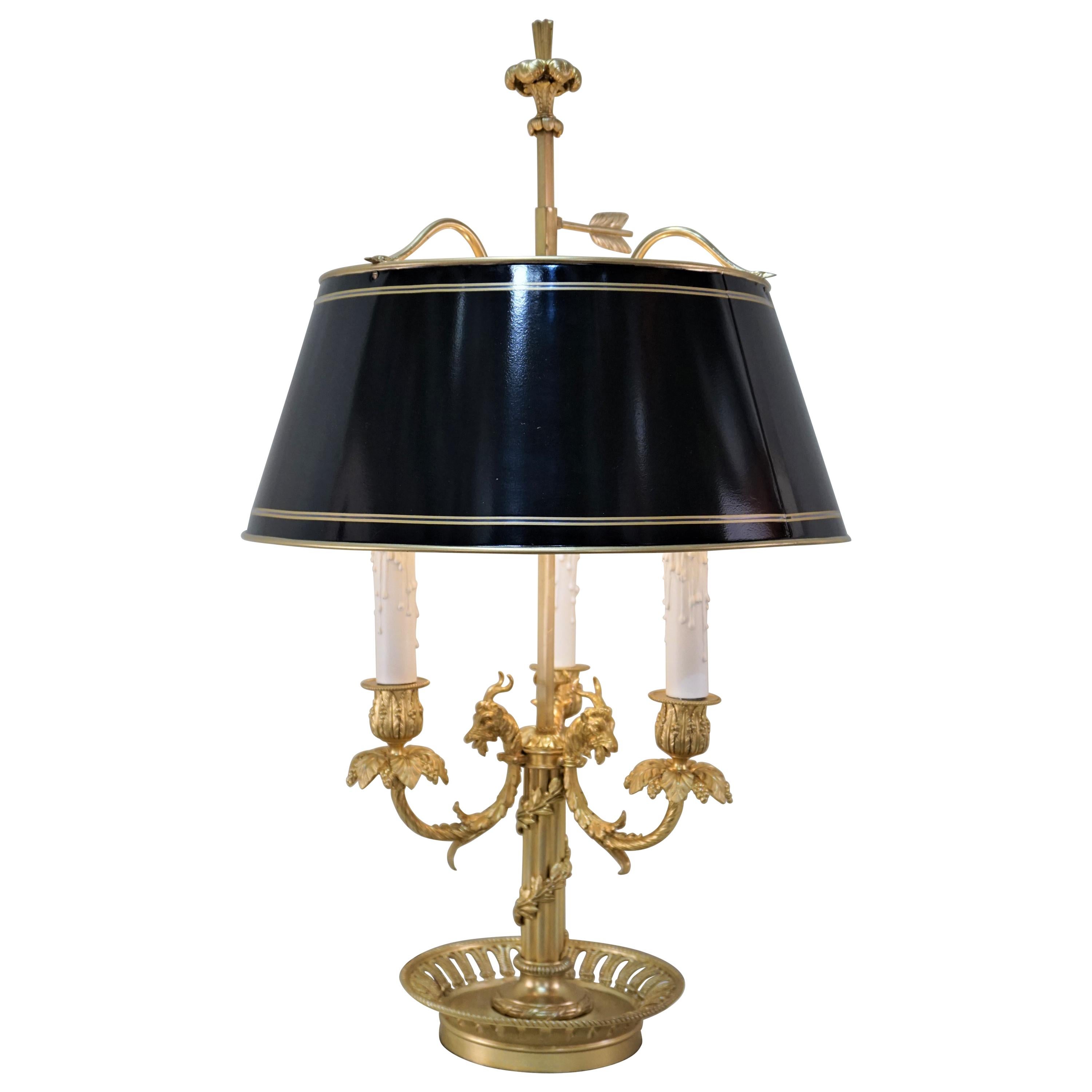 French Circle 1900 Doré Bronze Bouillotte Table Lamp