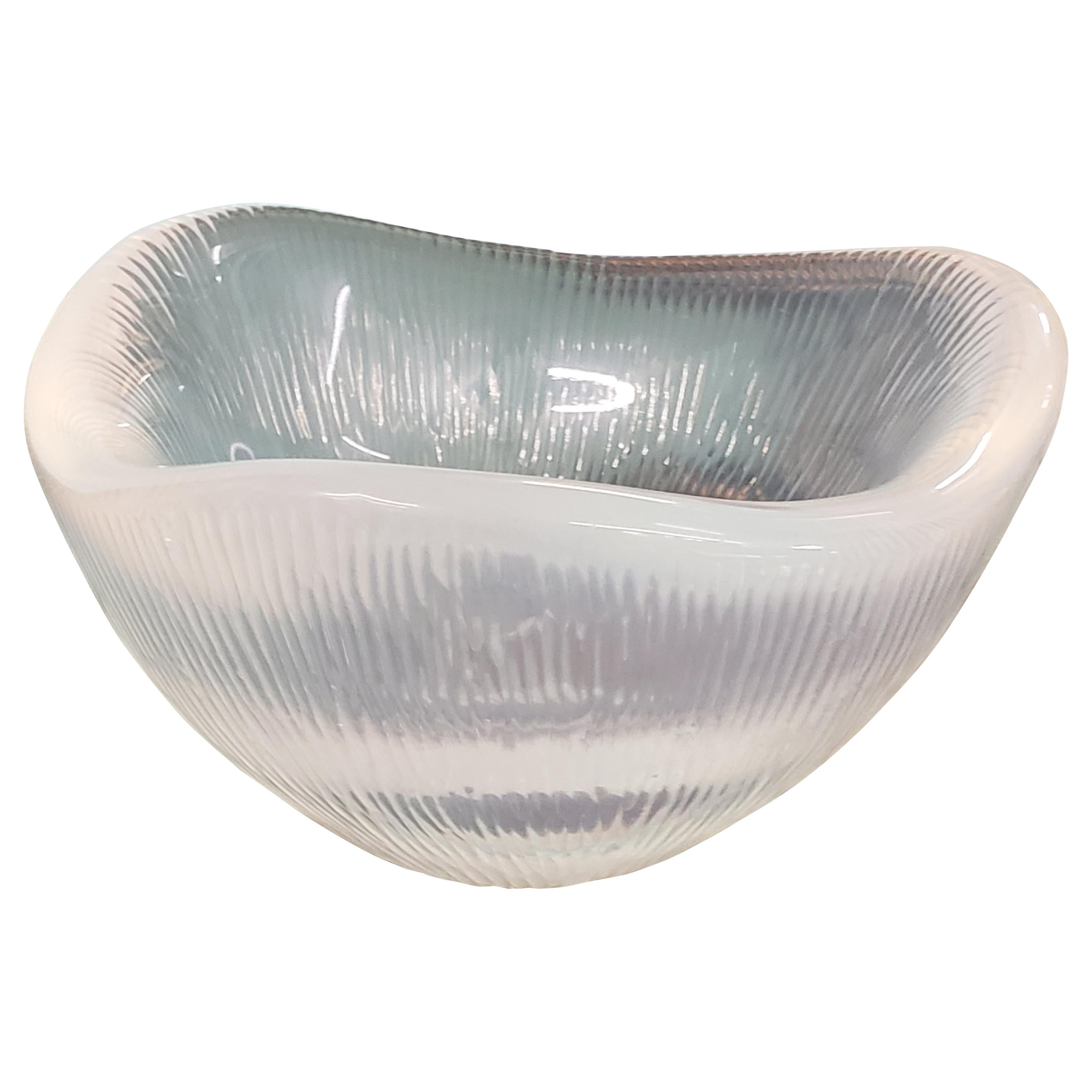 Rare Opalescent Orrefors Battuto Bowl by Sven Palmqvist