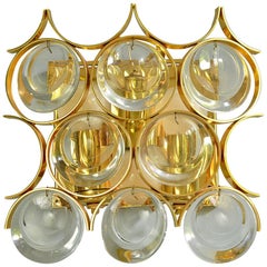 Sconce by Ernst Palme for Palwa, 1960s, Gilded Brass and Crystal Glass
