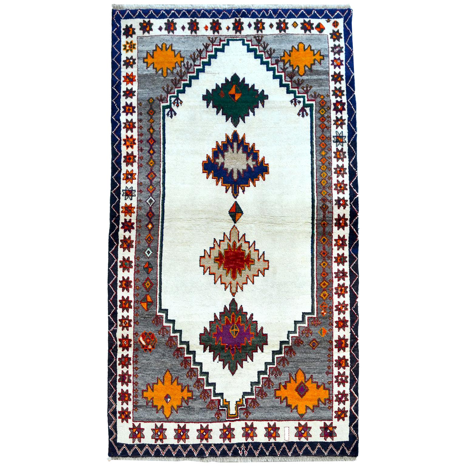 Vintage 1940s Persian Gabbeh Tribal Rug, 4x7